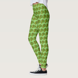 Legging Red Green Holly Folha Natal Natal Natal Natal Cook