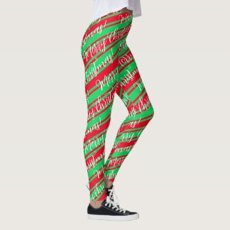 Legging Red Green Stripe White Candy Candy Candy Feliz Nat