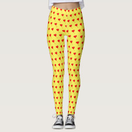 Legging Red Heart Girly Fun Balloon Padrão Amarelo