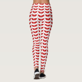Legging Red Mistletoon White Background Christmas