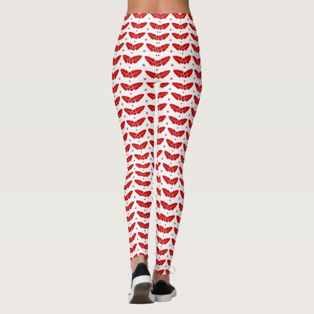 Legging Red Mistletoon White Background Christmas (Verso)