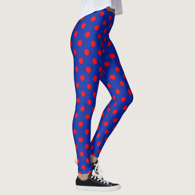 Legging Red On Blue Polka Dots Pattern Design  (Criador carregado)