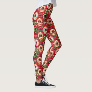 Legging Red Retro Natal Rosquinhas Red Tartan Xadrez