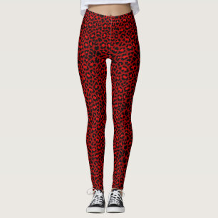 Legging Red Rockabilly Psychobilly Leopard Print Punk