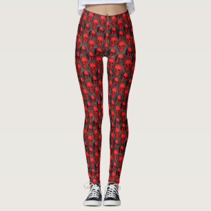 Legging Red Skulls and Sunflower Series Design 1