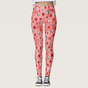 Legging Red Skulls and Sunflower Series Design 6