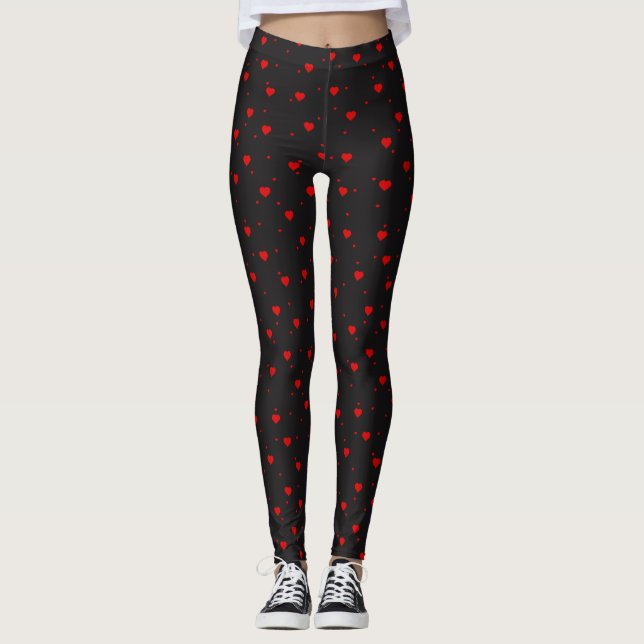 Legging Red Valentones Hearts Seamless Pattern (Frente)