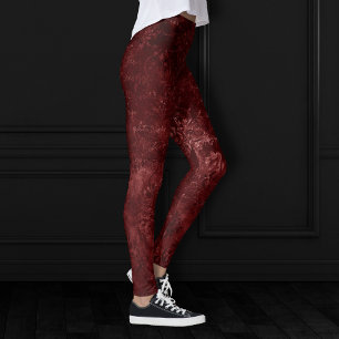 Legging Red Velvet Damask Grunge Floral em jejum Henna