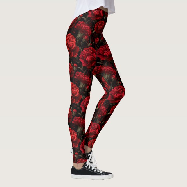 Legging Red Weightlifting Carnation Themed Best Gifts For  (Direita)