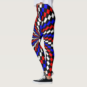 Legging Red White Blue Checker Spiral por Kenneth Yoncich