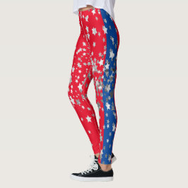 Legging Red White Blue Stars Diversão 4 de julho