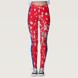 Legging Red White Blue Stars Diversão 4 de julho