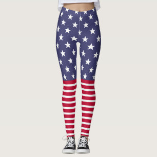 Legging Red White Blue Stars Stripes USA flag cool fun
