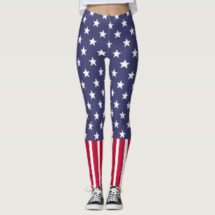 Legging Red White Blue Stars Stripes USA flag cool fun