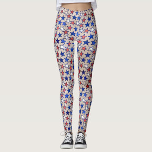 Legging Red White Blue Stars Trendência Yoga Pant