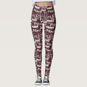 Legging Red White Inspiration Peace Christmas