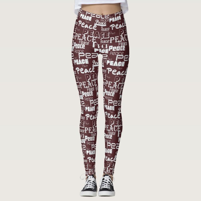 Legging Red White Inspiration Peace Christmas (Frente)