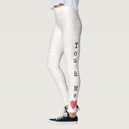 Legging Red & White Love Heart Modern Happy Valentines Day