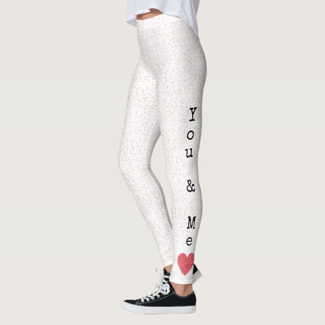 Legging Red & White Love Heart Modern Happy Valentines Day (Esquerda)