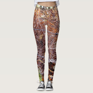 Legging Rede de Legendas de Aranha do Jardim Europeu