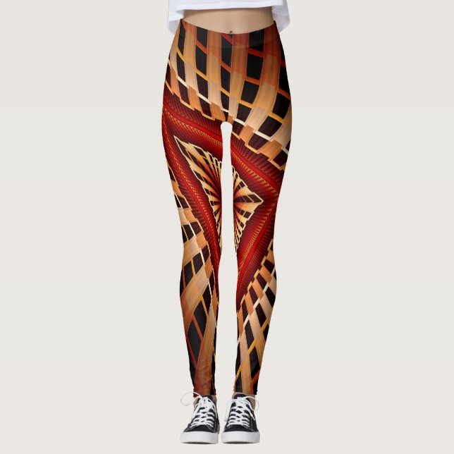 Legging Rede Moderna de Fantasia 3D em Gráficos Fractais (Frente)