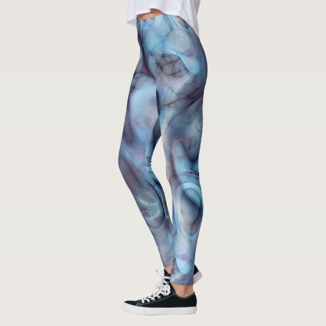 Legging Redemoinho Abstrato de Mármore Azul e Violeta (Esquerda)