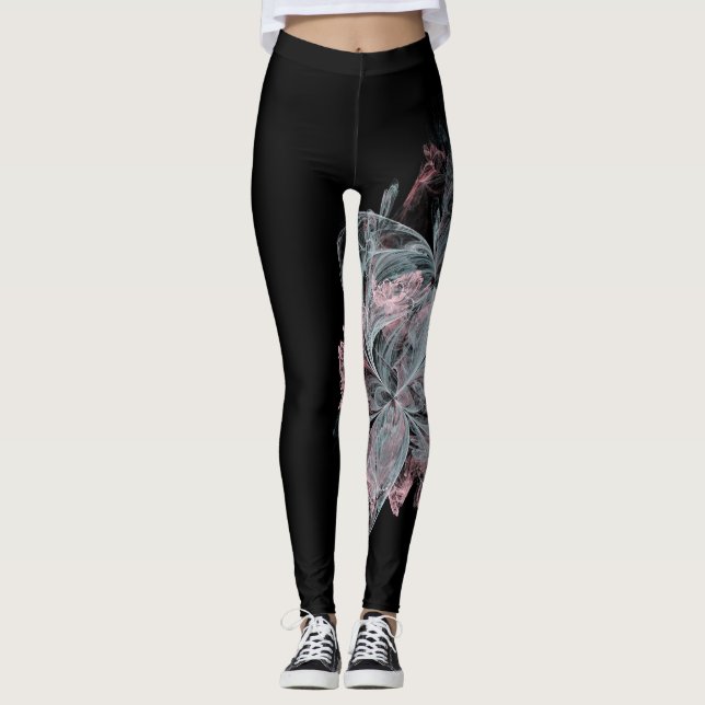 Legging Redemoinho sofisticado azul do rosa de mármore do (Frente)