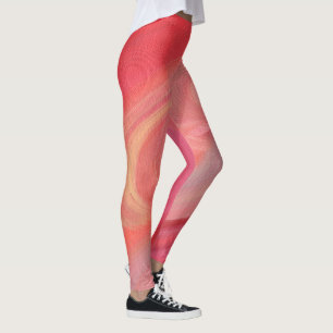 Legging Redemoinhos Abstratos Fluídos em Vermelho, Rosa e 