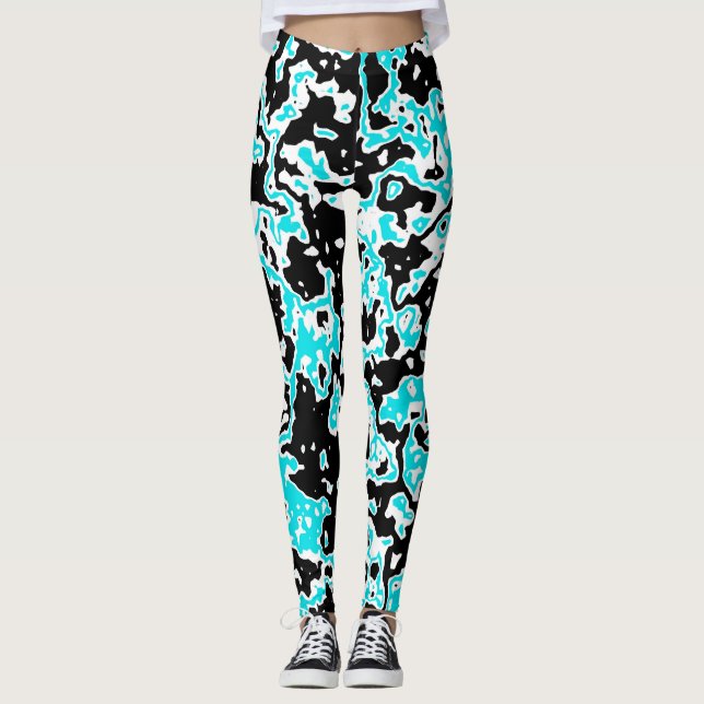 Legging Redemoinhos Ciano e Preto (Frente)
