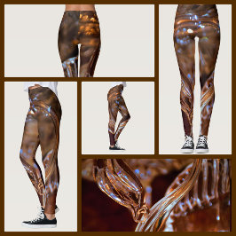 Legging Redemoinhos Dourados e Marrons Abstratos