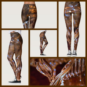 Legging Redemoinhos Dourados e Marrons Abstratos