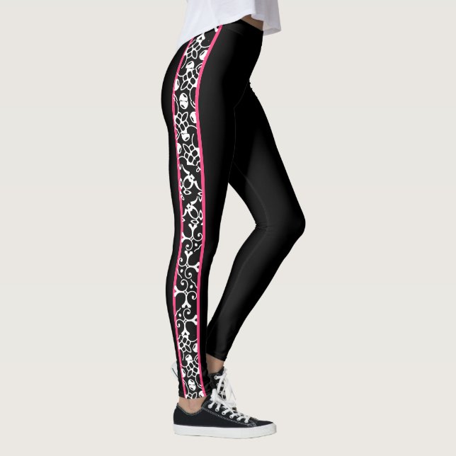 Legging Redemoinhos modernos à moda cor-de-rosa preto e (Direita)