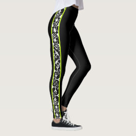 Legging Redemoinhos modernos à moda verdes brancos pretos