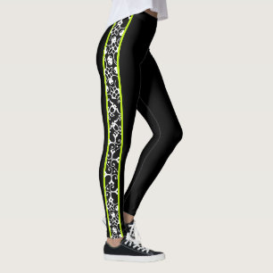 Legging Redemoinhos modernos à moda verdes brancos pretos