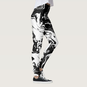Legging Redemoinhos preto e branco do abstrato -