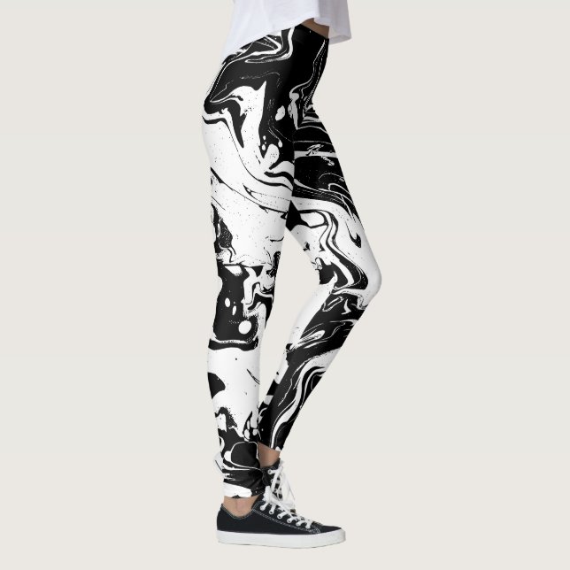 Legging Redemoinhos preto e branco do abstrato - (Direita)