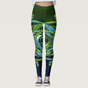 Legging Redemoinhos verdes do azul de n