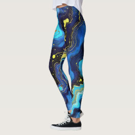Legging Redemoinhos Vibrantes de Azul e Dourado 7