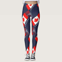 Legging Reflexão canadense da bandeira 3D da folha de