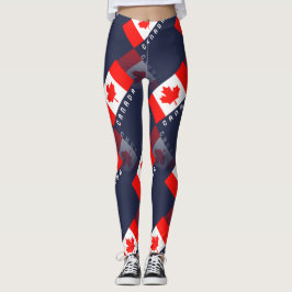 Legging Reflexão canadense da bandeira 3D da folha de