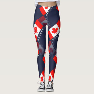 Legging Reflexão canadense da bandeira 3D da folha de