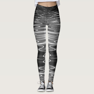 Legging Reflexões Digital de Água Negra Ondulada por Tro