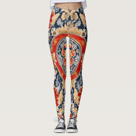 Legging Regal Khokhloma: Medalhão Floral do Ornamentado