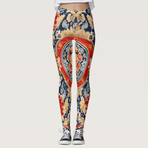 Legging Regal Khokhloma: Medalhão Floral do Ornamentado