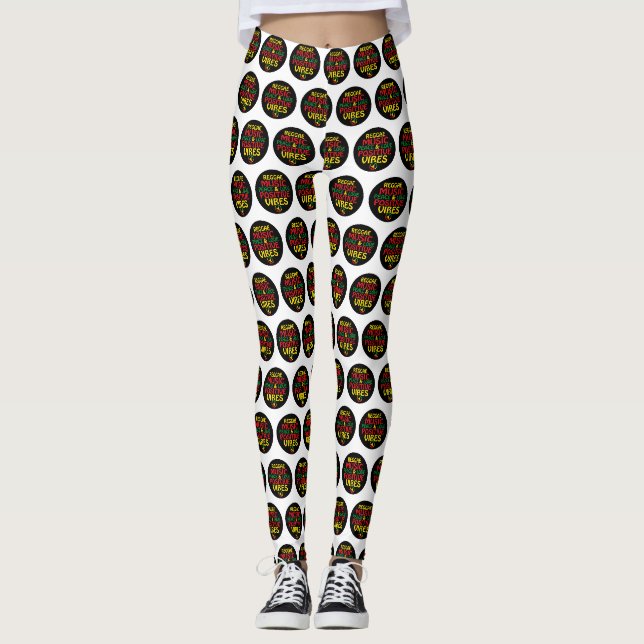 Legging Reggae design com aspas positivas e sinalizador re (Frente)