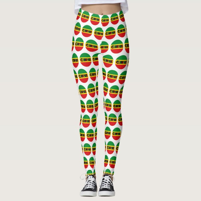 Legging Reggae design com cores de sinalizador reggae (Frente)