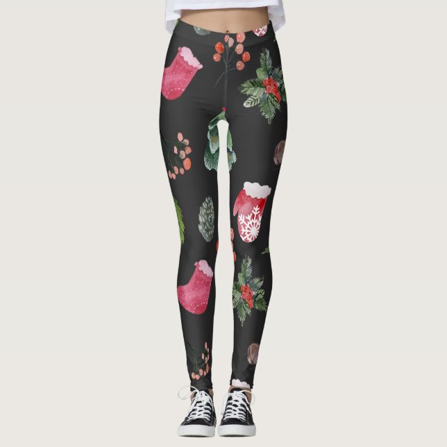 Legging Reindeer de Natal: Padrão Sem Costura (Frente)