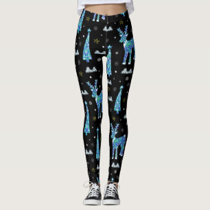 Legging Reindeer, flocos de neve, padrão de Natal