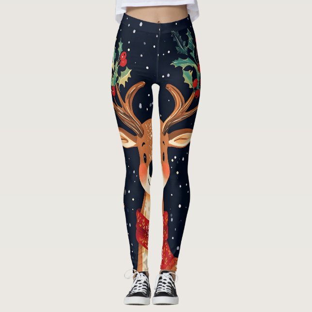 Legging Reindeer Starry Natal Twinkle Night (Frente)
