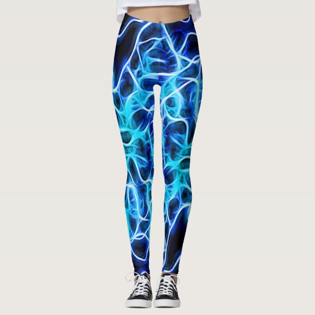 Legging Relâmpago de Néon Blue Tesla (Frente)